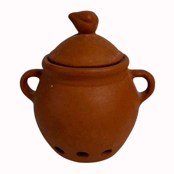 Garlic Keeper Terra Cotta Clay Pot Red Kitchen Gadget Storage Home Decor Cooking - Picture 2 of 13
